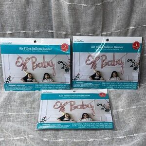 Balloon Banner Set of 3 "Oh Baby" Air Filled Balloon Banners 14 ft banners NWT